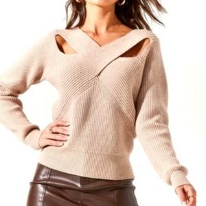 ASTR The Label Viana Cross-Front Sweater -Oatmeal